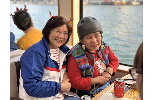 Volunteer and service user joined the boat trip together