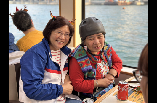 Volunteer and service user joined the boat trip together